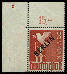 3 M. Schwarzaufdruck 1949 postfrisches Kabinettstück aus der linken ...